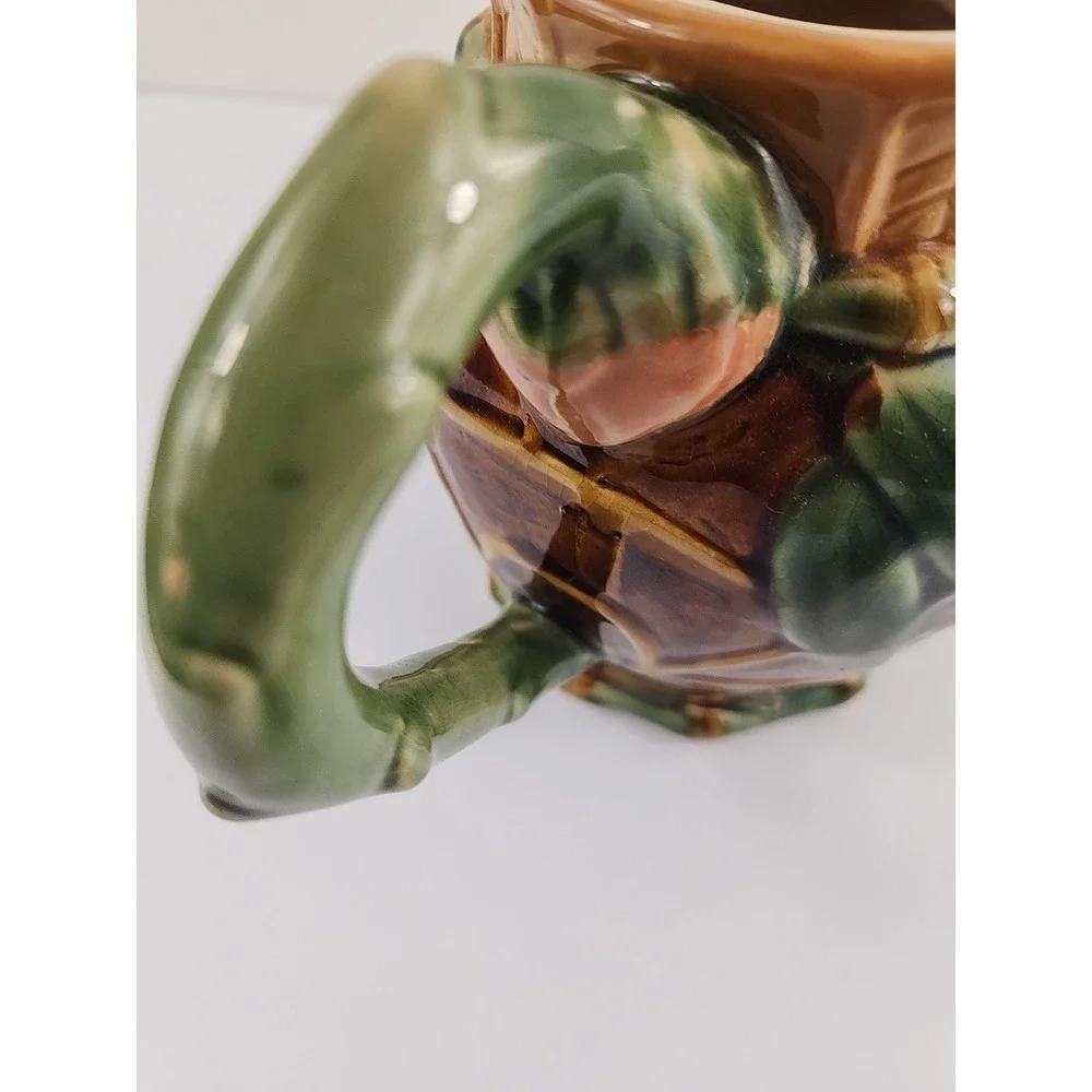 Henriksen Imports Vintage Frog Teapot Whimsical Cottagecore Green Ceramic Decor